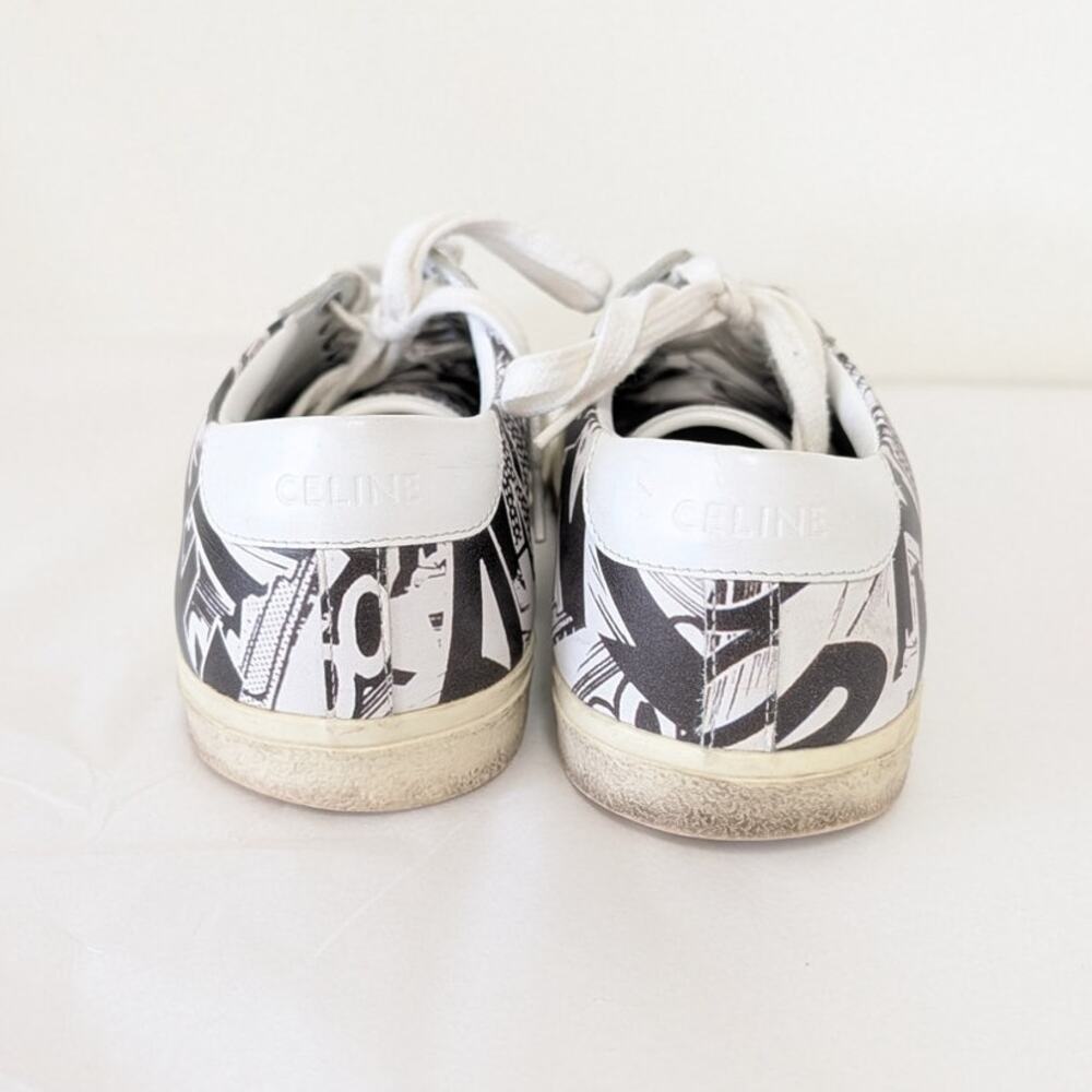 Celine x Christian Marclay Triomphe Leather Low Top Lace Up Sneakers EU 37 US7 - Picture 6 of 10